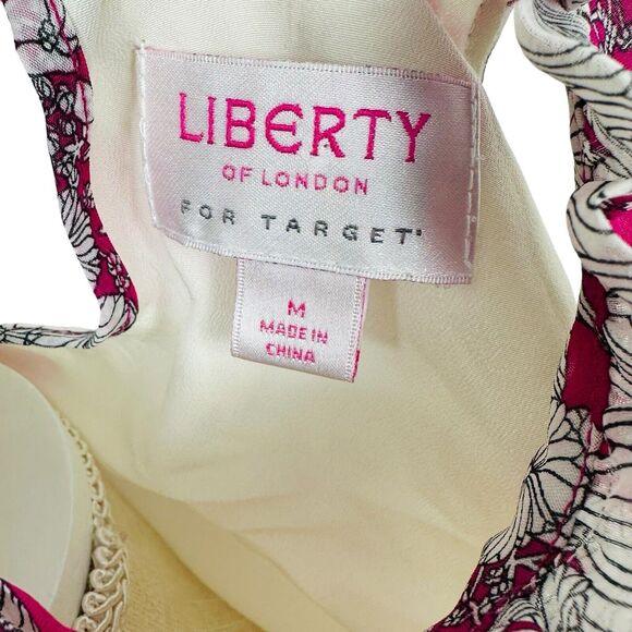 Liberty of London Floral Tank Top High Neck Lined Breezy Womens Sz M Pink White - Picture 10 of 11